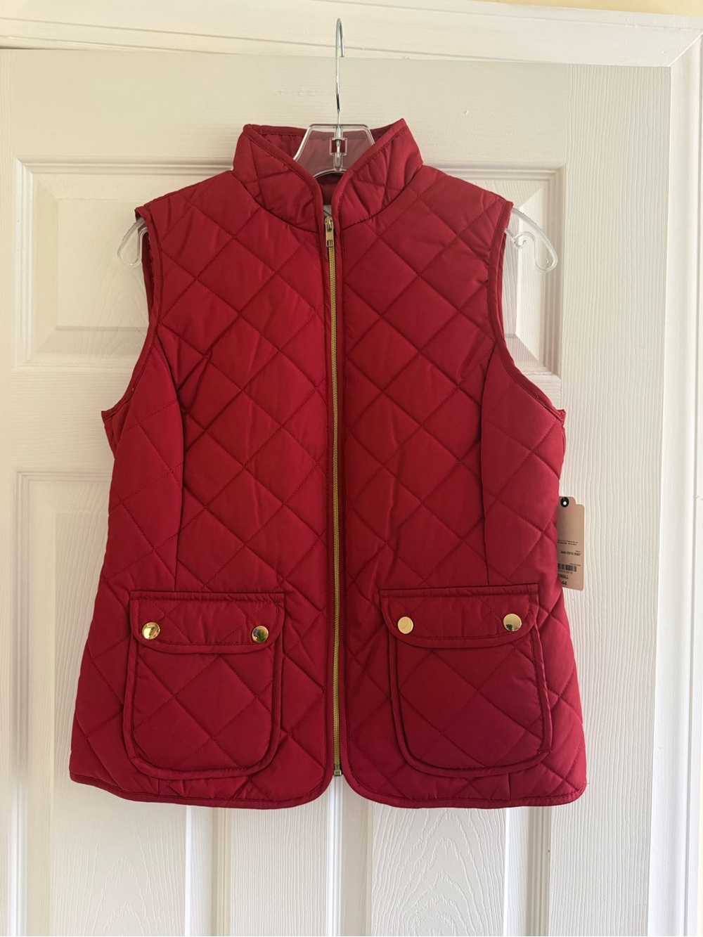 St. John's Bay Quilted Red Vest with Gold-Tone Snap Pockets